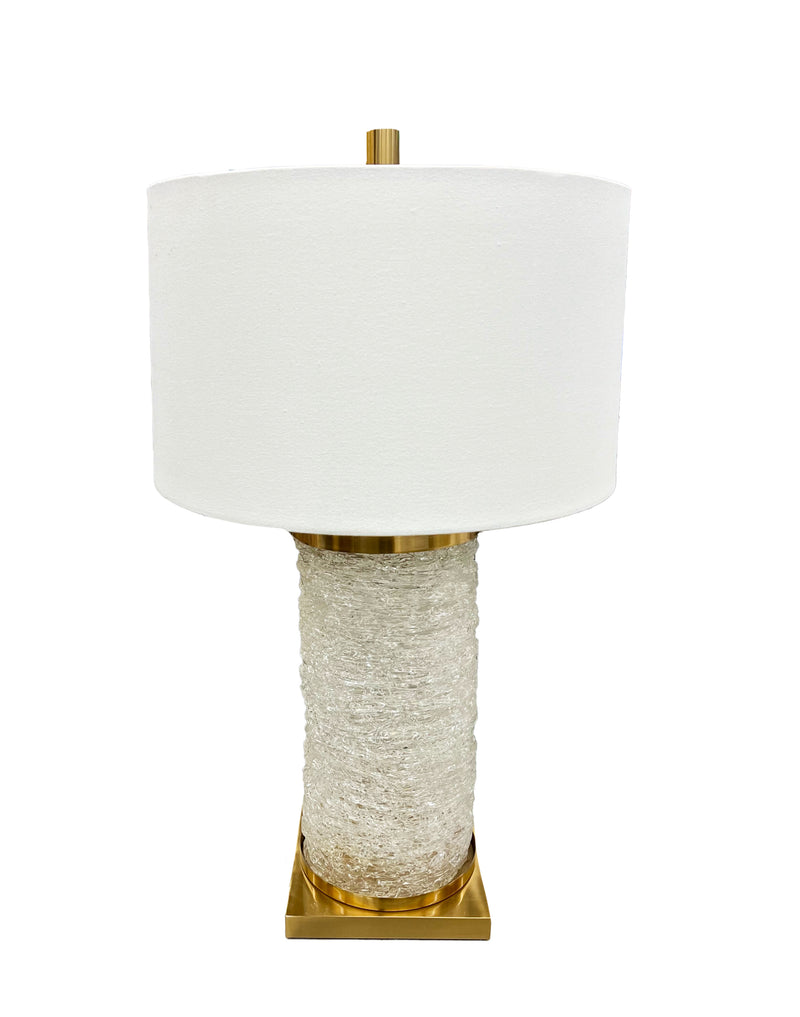 Spun Glass Lamp on Brass Stand