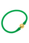 24K Gold Plated Ball Bead Green Silicone Bracelet