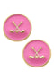 Golf Club Pink Enamel Stud Earrings
