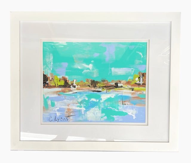 C. Lyons Teal Abstract Landscape