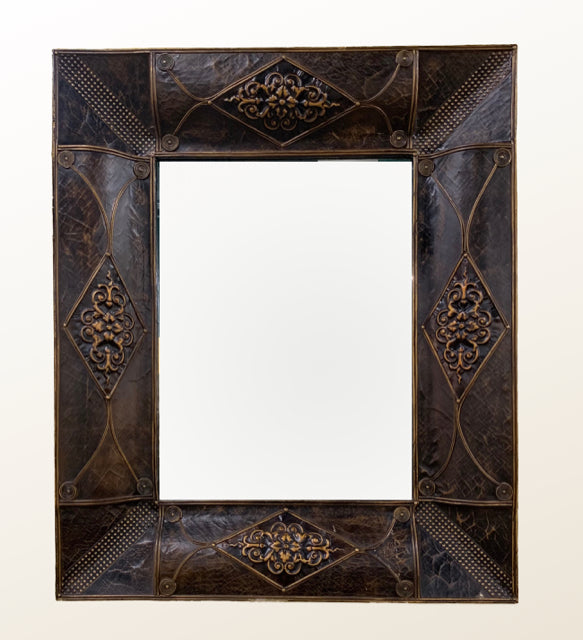 Dark Brown Leather Mirror