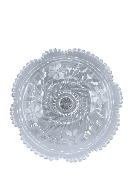 Etched Flower and Leaf Pattern Compote