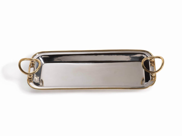Polished Nickel Tray with Gold