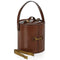 Leather Ice Bucket with Brass Tongs