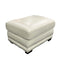 Beige Leather Sofa and Ottoman with Nailhead Trim