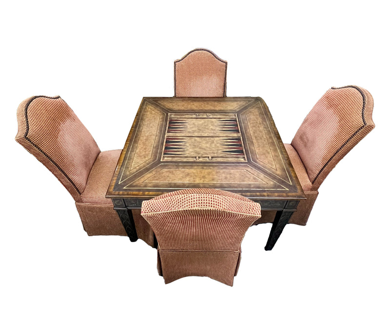 AS-IS Maitland Smith Game Table with 4 Chairs