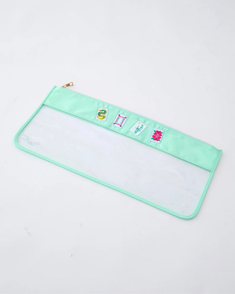 Mint Stitched Mahjong Bag