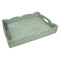 Large Scalloped Rattan Tray Green