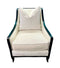 Caracole White Velvet Arm Chair with Black Wood Trim