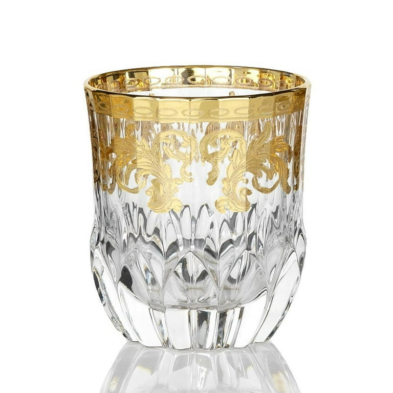 Set of 6 Art Deco Gold Old Fashion, Clear