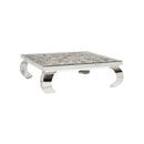 Shell top coffee table w/ stainless steel legs