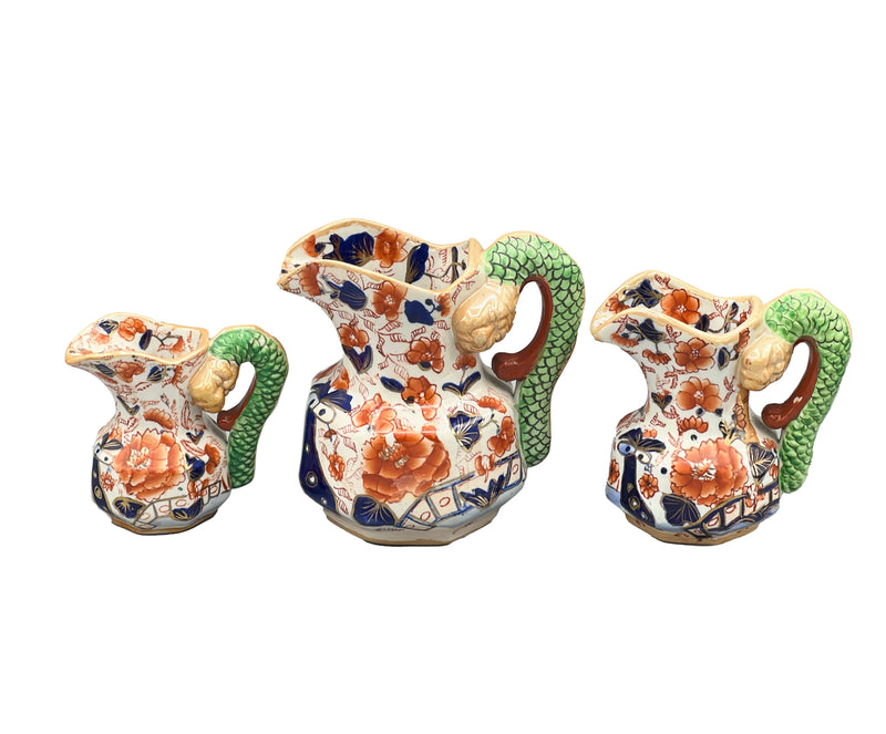 Set of 3 Imari Asian Pitchers