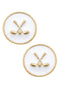 Golf Club White Enamel Stud Earrings