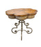 Scallop Leather Top Metal End Table