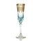 Set of 6 Art Deco Gold Flutes, Blue