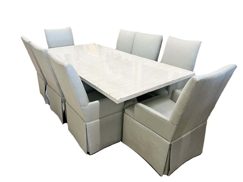 Cream Trestle Dining Table with 8 Lexington Chairs