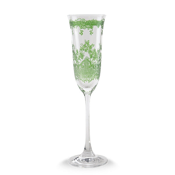 Set of 4 Giardino Green Champagne Flutes