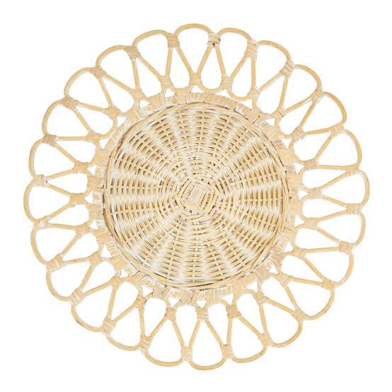Set of 4 Round Natural Rattan Placemats