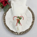 Set of 4 Red Beaded Candy Cane Napkin Rings