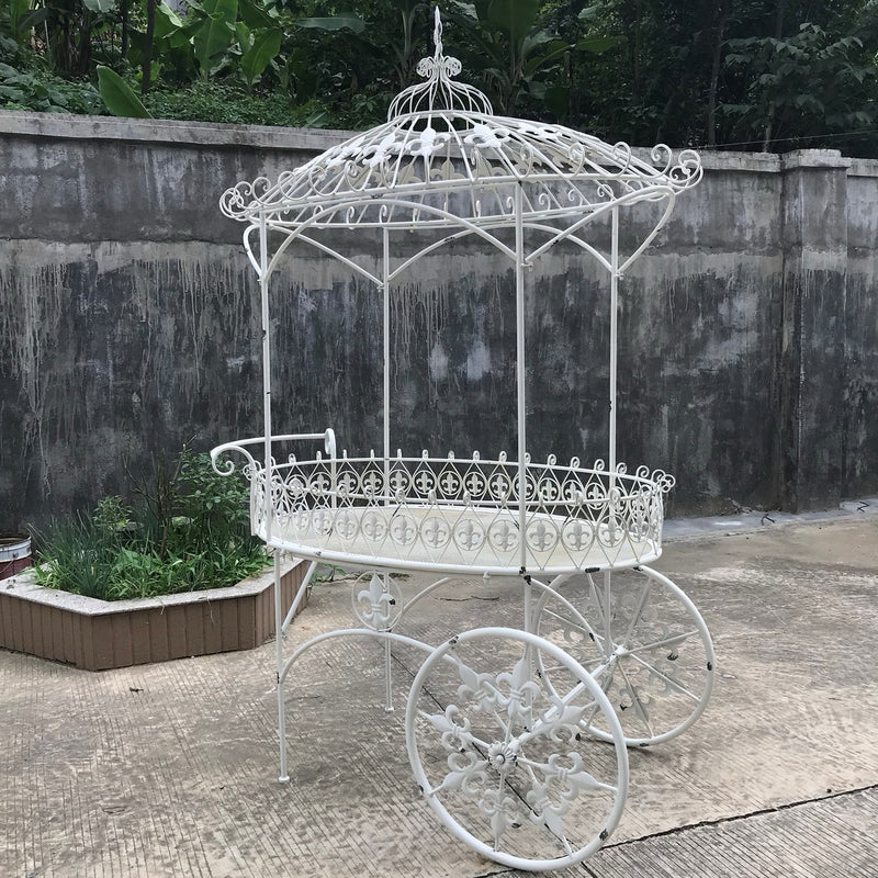 La Rochelle Parisian Iron Flower Cart, Antique White