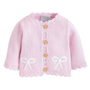 Crochet Cardigan Pink Bow, 9-12M