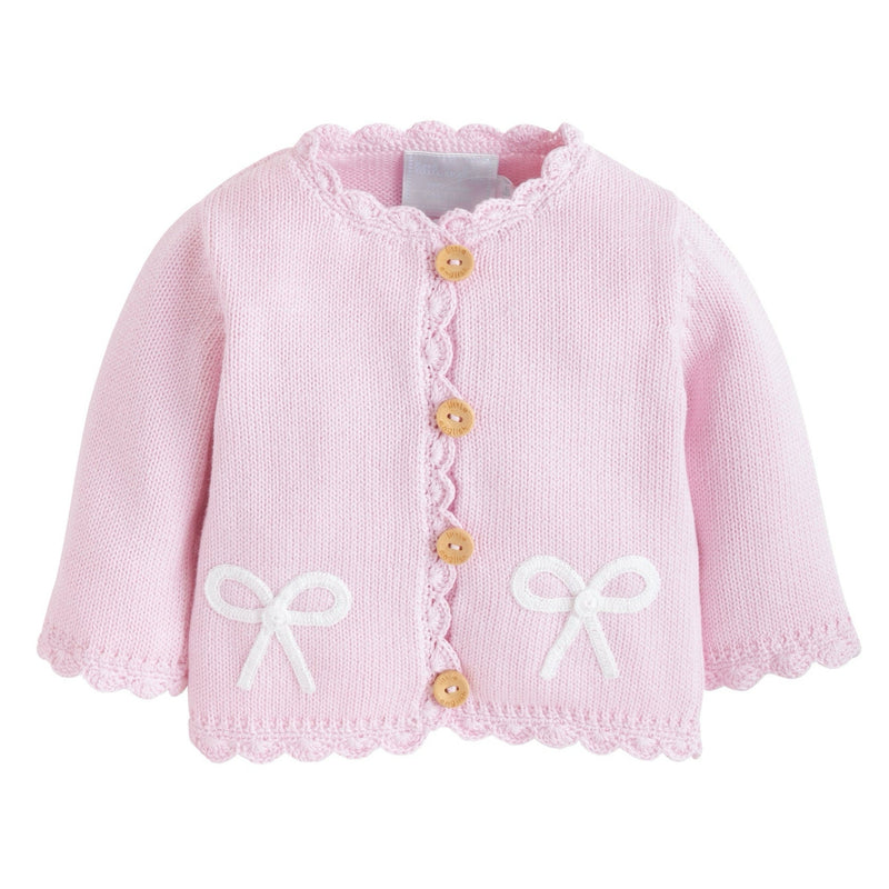 Crochet Cardigan Pink Bow, 9-12M