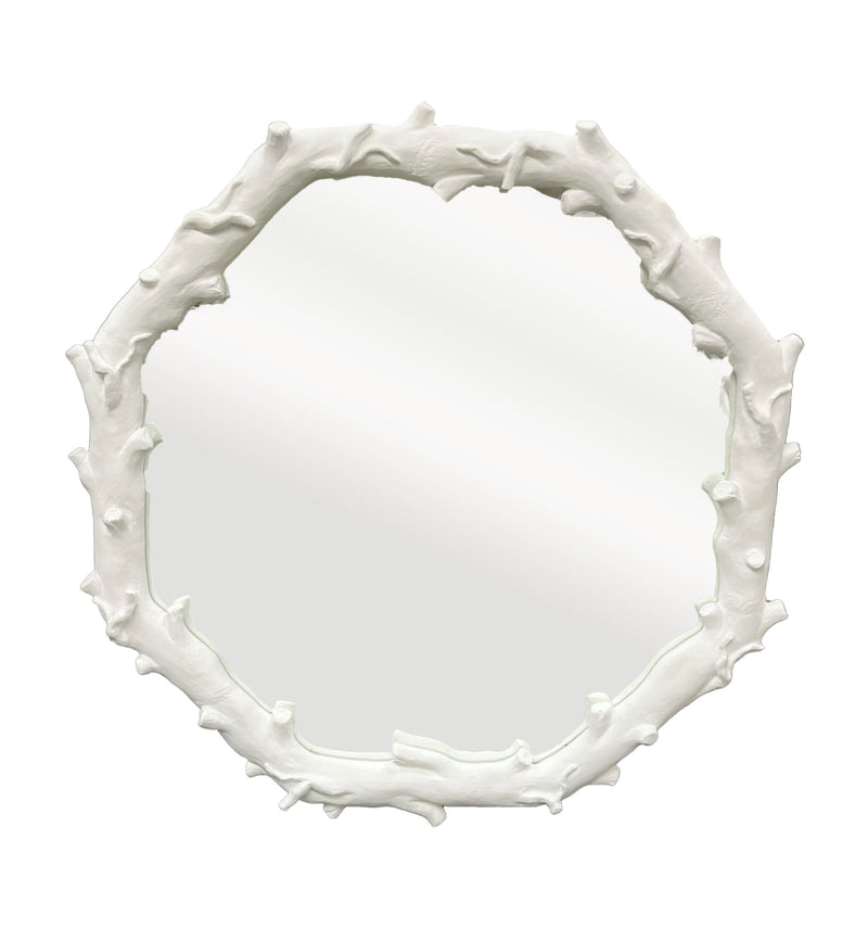 Vintage White Faux Bois Twig Mirror