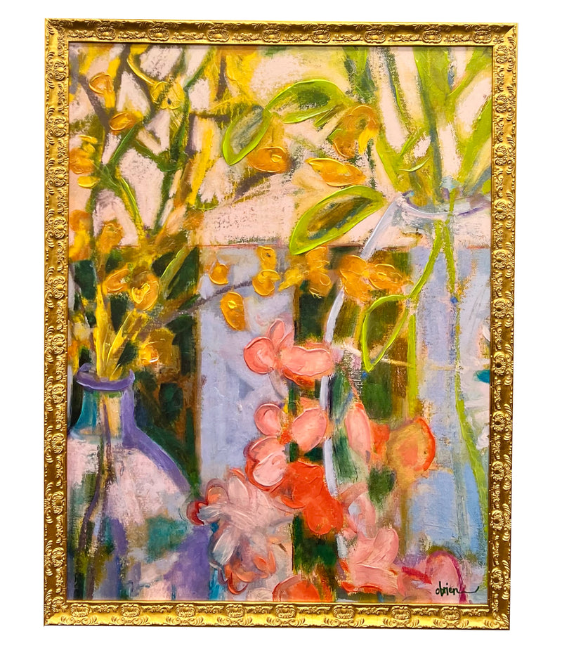 Floral Abstract in Gold Frame