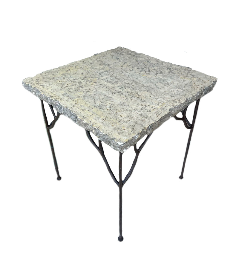 Outdoor Stone Metal End Table