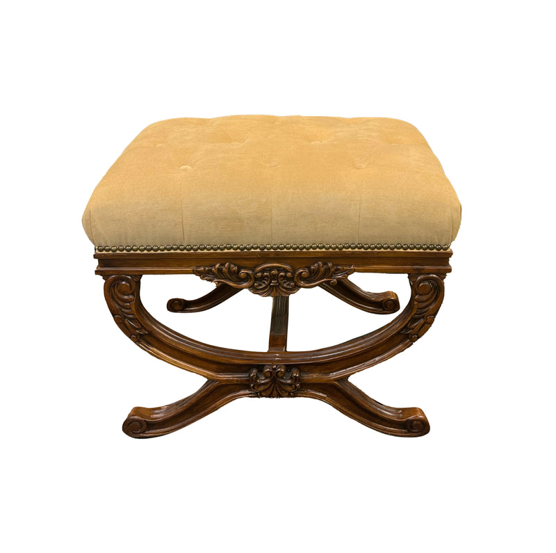 Gold Tufted Empire Style Bench