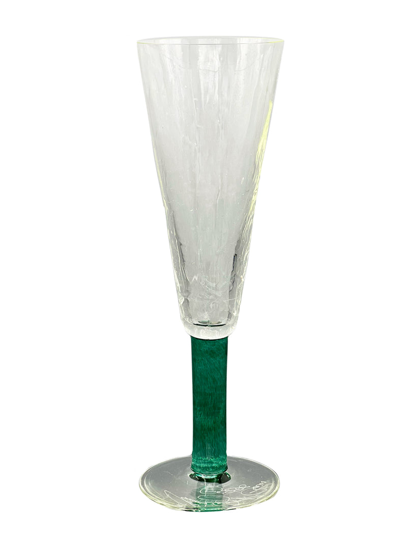 Set of 10 Green Stem Champagne Flutes