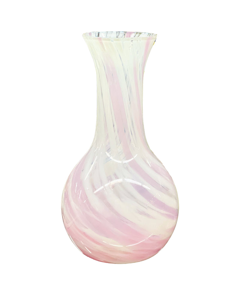 Large Murano Opaque Pink Swirl Vase
