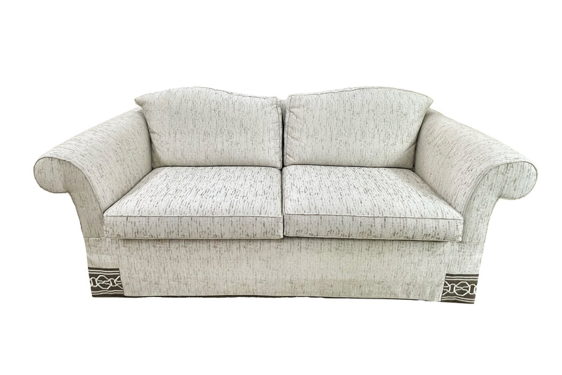 Oatmeal Fabric Sofa with Rolled Arms