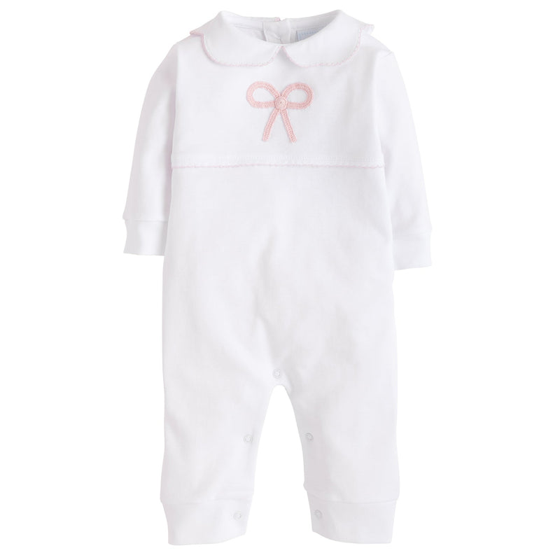 Crochet Playsuit Pink Bow, 9M
