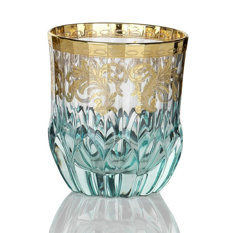 Set of 6 Art Deco Gold Old Fashion, Blue