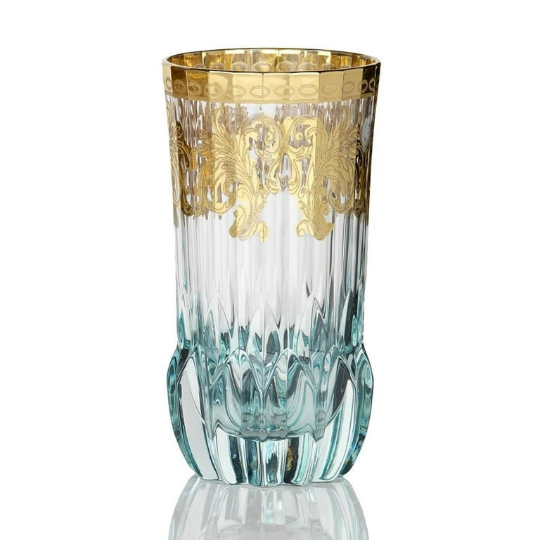 Set of 6 Art Deco Gold High Ball, Blue