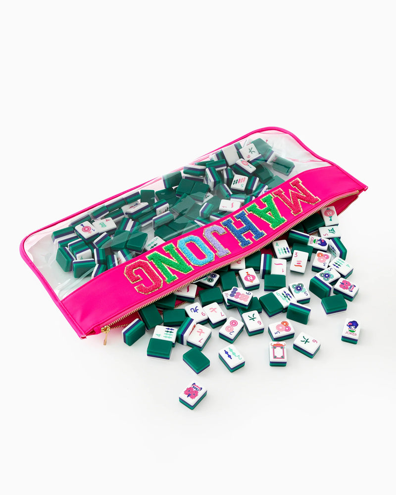 Pink Stitched Mahjong Bag