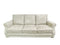 Beige Leather Sofa and Ottoman with Nailhead Trim