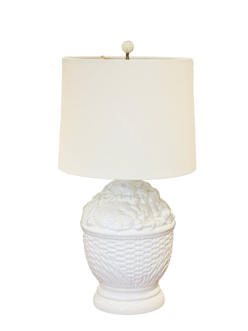 White Porcelain Shell Basket Table Lamp