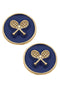 Chris Tennis Racket Blue Enamel Stud Earrings