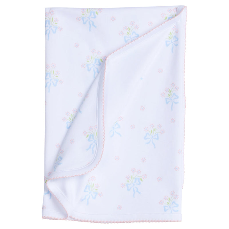 Printed Blanket Blue Bow Bouquet