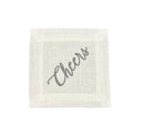 Set of 4 Silver Cheers  Linen Cocktail Napkins