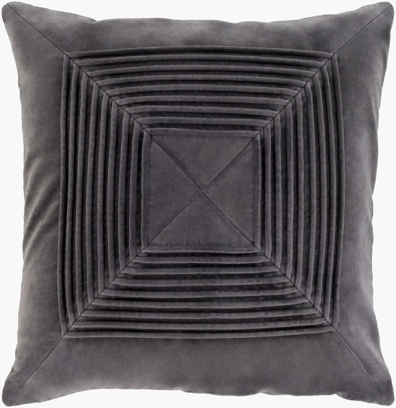 20" Gray Velvet Square Pattern Pillow