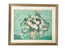 White Roses on Aqua Backdrop Giclee