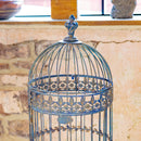 Small Victorian Distressed Cobalt Blue Birdcage Planter