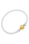 24K Gold Plated Ball Bead White Silicone Bracelet