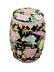 Black Oriental Garden Seat with Peonies