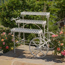 Three Tier Staggered Flower Cart Avignon White