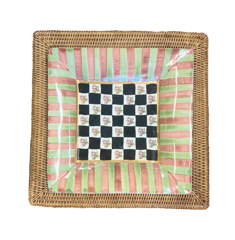 Mackenzie Childs Square Serving Tray with Under Plate
