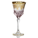 Set of 6 Art Deco Gold Wine Glasses, Pink